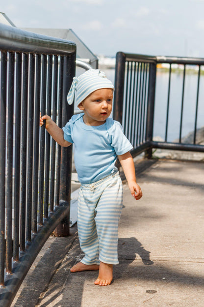 Blue Stripes Double Knotted Baby Hat