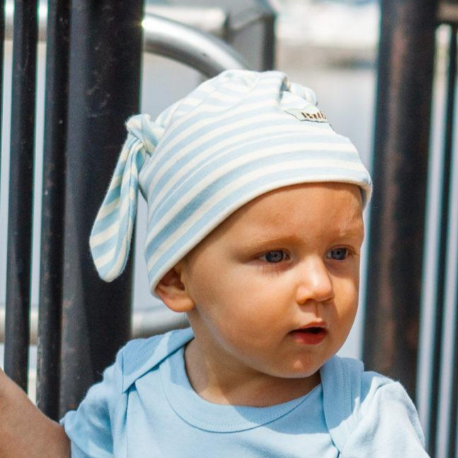 Blue Stripes Double Knotted Baby Hat