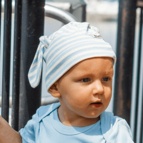 Blue Stripes Double Knotted Baby Hat image 1