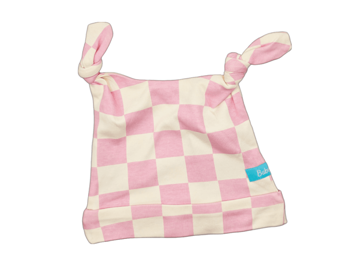 Pink Checks Double Knotted Adjustable Hat image 0