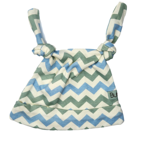 Blue & Sage Chevron Double Knotted Hat image 0