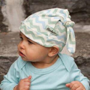 Alternative view of Blue & Sage Chevron Double Knotted Hat